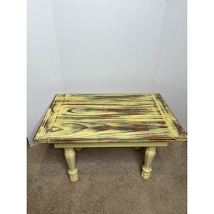 Custom Wooden End Table Rectangular Yellow And Beige Beautiful Piece